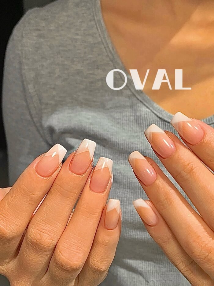 [Cure in 40s with Lamp] Blush Pink Plaid Gel Nail Wraps (Oval Shape) - 20pcs Self-Adhesive, Turns to Hard Nail Tips Instantly - Image 3