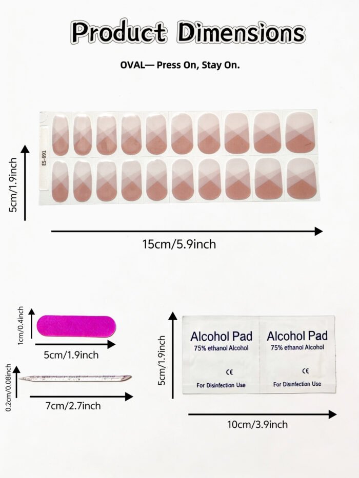 [Cure in 40s with Lamp] Blush Pink Plaid Gel Nail Wraps (Oval Shape) - 20pcs Self-Adhesive, Turns to Hard Nail Tips Instantly - Image 4