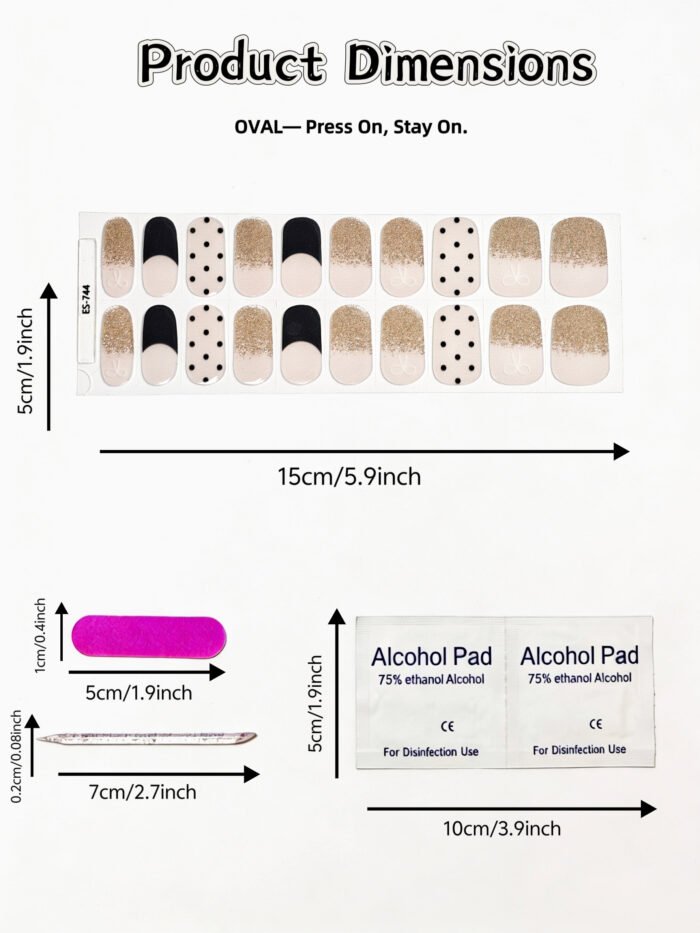 [Cure in 40s with Lamp] Edgy-Sweet Polka Dot Gradient Gel Nail Wraps (Oval Shape) - 20pcs Self-Adhesive, Instant Hardening Nail Tips - Image 5