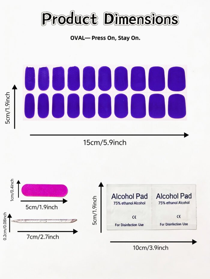 [Cure in 40s with Lamp] Elegant Lavender Gel Nail Wraps (Oval Shape) - 20pcs Self-Adhesive, Instant Hardening Nail Tips - Image 4