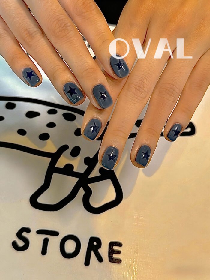 [Cure in 40s with Lamp] Hazy Blue Starburst Gel Nail Wraps (Oval Shape) - 20pcs Self-Adhesive, Instant Hardening Nail Tips - Image 3