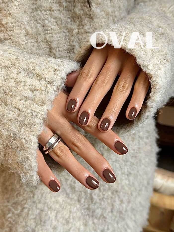 [Cure in 40s with Lamp] Soft Matte Coffee Gel Nail Wraps (Oval Shape) - 20pcs Self-Adhesive, Instant Hardening Nail Tips - Image 2