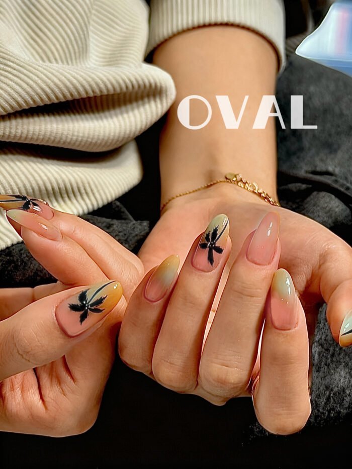 [Cure in 40s with Lamp] Sunset Coconut Gradient Gel Nail Wraps (Oval Shape) - 20pcs Self-Adhesive, Turns to Hard Nail Tips Instantly - Image 3